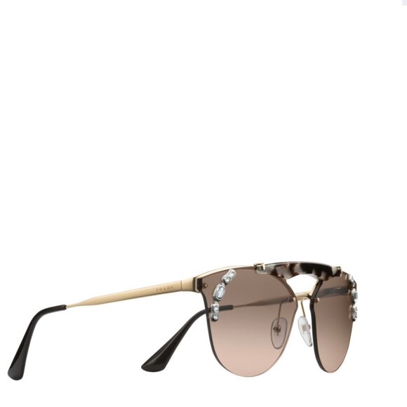PRADA Sunglasses PR53U Absolute Ornate Jeweled Cat Eye Gold Opal Brown - Picture 2 of 15